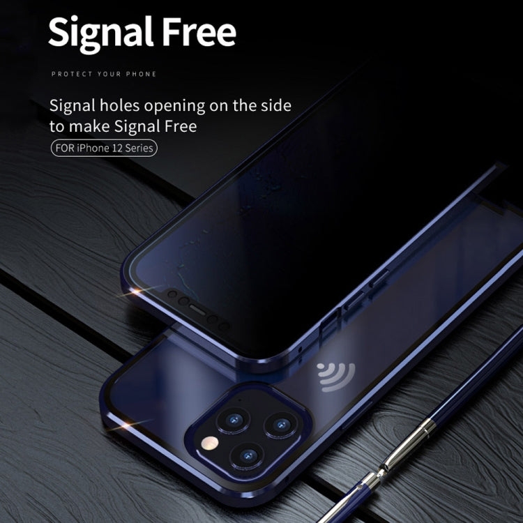 Doppelseitiges gehärtetes Glas, magnetische Adsorption, Metallrahmen, Anti-Peep-Bildschirmhülle, für iPhone 12 Pro Max, für iPhone 12/12 Pro, für iPhone 12 mini
