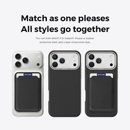 Mocome Plain Magnetic Card Bag Phone Case, For iPhone 17 Pro Max, For iPhone 17 Pro