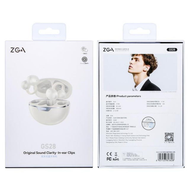 ZGA GS28 Ear Clip Wireless Bluetooth Earphones with Indicator Light, GS28
