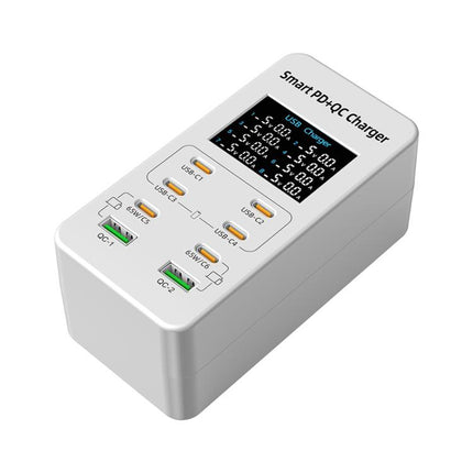 A8C 2 x USB-A and 6 x USB-C / Type-C Ports Desktop Digital Display Multi-Port Charger, US Plug, EU Plug, UK Plug, AU Plug