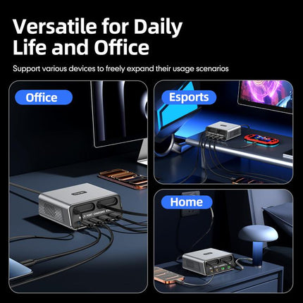 WXL-60C 6-in-1 Desktop Multi Ports Charging Station Built-in Dual Telescopic Cables, WXL-60C