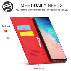 LC.IMEEKE Strong Magnetism Ultra-thin Horizontal Flip Shockproof Matte TPU + PU Leather Case with Holder & Card Slots & Wallet, For Samsung Galaxy S10, For Samsung Galaxy S10+