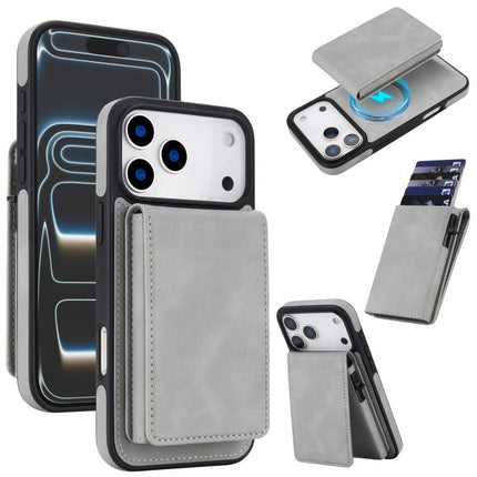 Retro Faux Leather Detachable Spring Loaded Card Bag Magnetic RFID Phone Case, For iPhone 17e / 16e, For iPhone 17 Pro Max, For iPhone 17 Pro, For iPhone 15 Plus