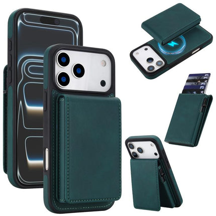 Retro Faux Leather Detachable Spring Loaded Card Bag Magnetic RFID Phone Case, For iPhone 17e / 16e, For iPhone 17 Pro Max, For iPhone 17 Pro, For iPhone 15 Plus