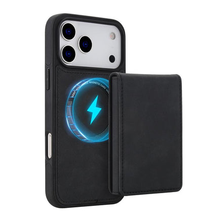 Retro Faux Leather Detachable Spring Loaded Card Bag Magnetic RFID Phone Case, For iPhone 17e / 16e, For iPhone 17 Pro Max, For iPhone 17 Pro, For iPhone 15 Plus