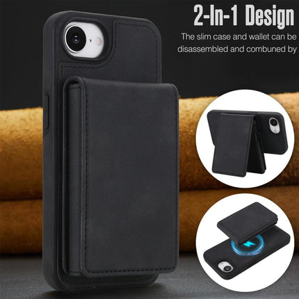 Retro Faux Leather Detachable Spring Loaded Card Bag Magnetic RFID Phone Case, For iPhone 17e / 16e, For iPhone 17 Pro Max, For iPhone 17 Pro, For iPhone 15 Plus