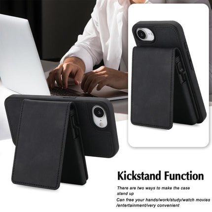 Retro Faux Leather Detachable Spring Loaded Card Bag Magnetic RFID Phone Case, For iPhone 17e / 16e, For iPhone 17 Pro Max, For iPhone 17 Pro, For iPhone 15 Plus