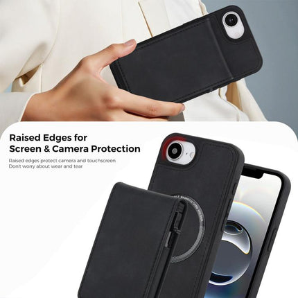 Retro Faux Leather Detachable Spring Loaded Card Bag Magnetic RFID Phone Case, For iPhone 17e / 16e, For iPhone 17 Pro Max, For iPhone 17 Pro, For iPhone 15 Plus