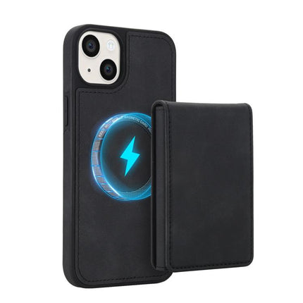 Retro Faux Leather Detachable Spring Loaded Card Bag Magnetic RFID Phone Case, For iPhone 15, For iPhone 14 Plus, For iPhone 14 / 13, For iPhone 12 / 12 Pro