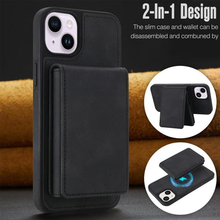 Retro Faux Leather Detachable Spring Loaded Card Bag Magnetic RFID Phone Case, For iPhone 15, For iPhone 14 Plus, For iPhone 14 / 13, For iPhone 12 / 12 Pro