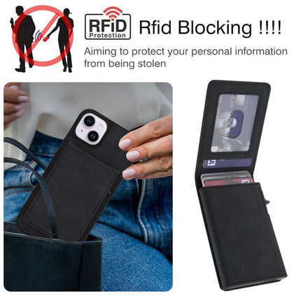 Retro Faux Leather Detachable Spring Loaded Card Bag Magnetic RFID Phone Case, For iPhone 15, For iPhone 14 Plus, For iPhone 14 / 13, For iPhone 12 / 12 Pro