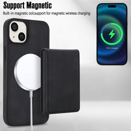 Retro Faux Leather Detachable Spring Loaded Card Bag Magnetic RFID Phone Case, For iPhone 15, For iPhone 14 Plus, For iPhone 14 / 13, For iPhone 12 / 12 Pro