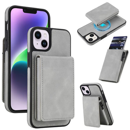 Retro Faux Leather Detachable Spring Loaded Card Bag Magnetic RFID Phone Case, For iPhone 15, For iPhone 14 Plus, For iPhone 14 / 13, For iPhone 12 / 12 Pro