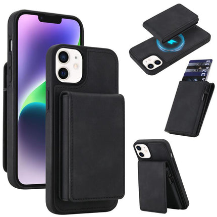 Retro Faux Leather Detachable Spring Loaded Card Bag Magnetic RFID Phone Case, For iPhone 15, For iPhone 14 Plus, For iPhone 14 / 13, For iPhone 12 / 12 Pro
