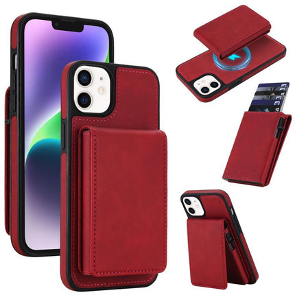 Retro Faux Leather Detachable Spring Loaded Card Bag Magnetic RFID Phone Case, For iPhone 15, For iPhone 14 Plus, For iPhone 14 / 13, For iPhone 12 / 12 Pro