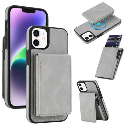 Retro Faux Leather Detachable Spring Loaded Card Bag Magnetic RFID Phone Case, For iPhone 15, For iPhone 14 Plus, For iPhone 14 / 13, For iPhone 12 / 12 Pro