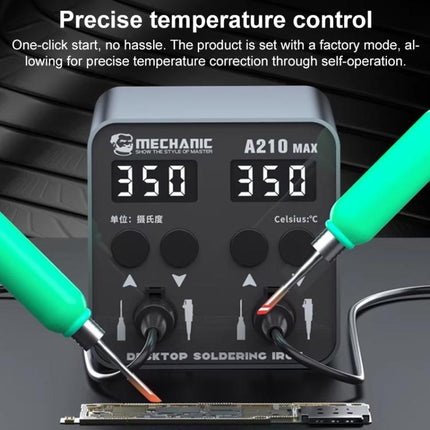 MECHANIC A210 Max Intelligent Constant Temperature Double-station Soldering Station, US Plug, EU Plug