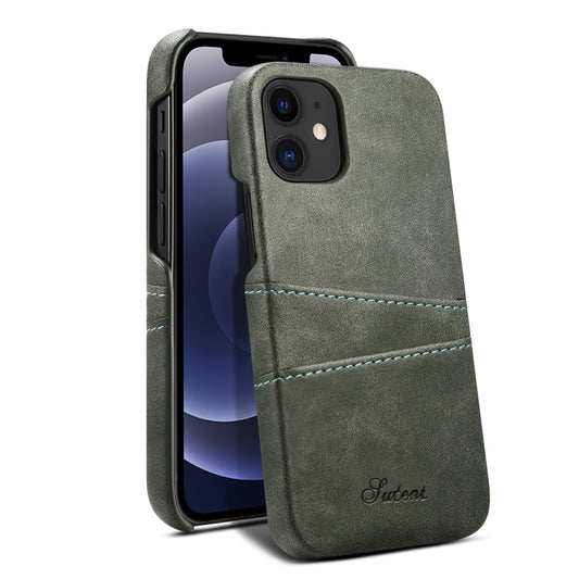 Funda protectora trasera con textura de piel de becerro y ranuras para tarjetas, para iPhone 12 mini, para iPhone 12/12 Pro, para iPhone 12 Pro Max