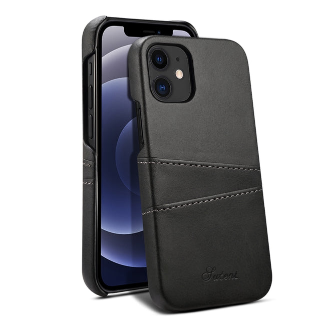 Funda protectora trasera con textura de piel de becerro y ranuras para tarjetas, para iPhone 12 mini, para iPhone 12/12 Pro, para iPhone 12 Pro Max