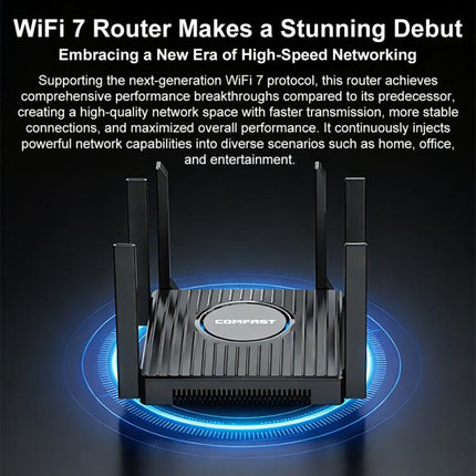 COMFAST CF-WR673BE WiFi 7 Gigabit Dual-Band 2700M Gaming Wireless Router, AU Plug, EU Plug, US Plug