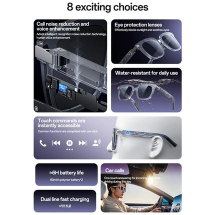 Yesido IO41 Smart Bluetooth-Compatible Glasses, IP54 Waterproof, HD Call, Open-Ear Audio Comfort, IO41