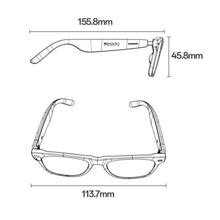 Yesido IO38 Smart Audio Glasses, Bluetooth-Compatible 5.0 Sunglasses with Hi-Fi Sound, Hands-Free Calling, Magnetic Charging & Long Battery Life, IO38