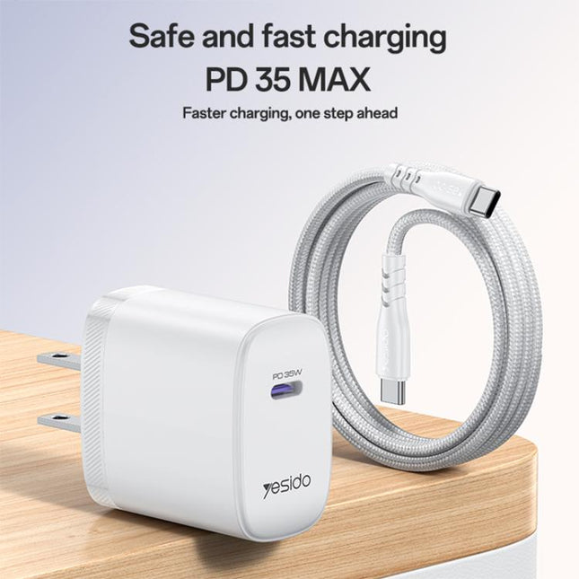 Yesido YC20U PD35W USB-C / Type-C Single Port Fast Charger Set with Type-C to Type-C Cable, YC20U