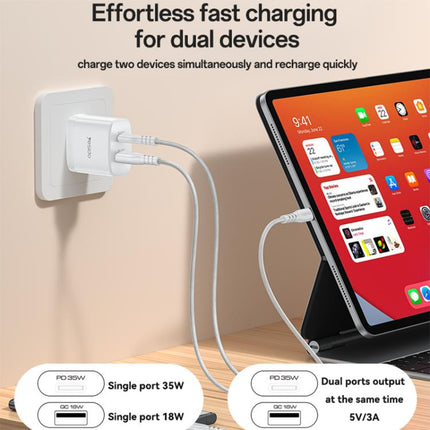 Yesido PD35W Type-C, USB Fast Charger Kit with Type-C to Type-C Cable, US Plug, EU Plug, UK Plug