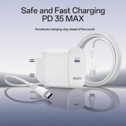 Yesido YC107 PD35W USB-C / Type-C Single Port Fast Charger Set with Type-C to Type-C Cable, YC107