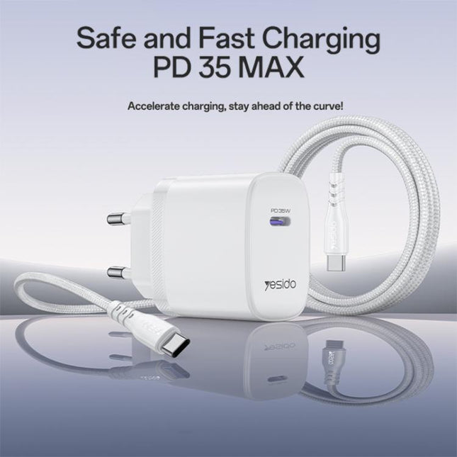 Yesido YC107 PD35W USB-C / Type-C Single Port Fast Charger Set with Type-C to Type-C Cable, YC107