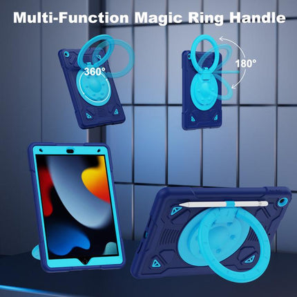 Space Planet Ring Holder Silicone Hydric PC Tablet Case with Shoulder Strap, For iPad 10.2 2021 / 2020 / 2019