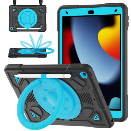 Space Planet Ring Holder Silicone Hydric PC Tablet Case with Shoulder Strap, For iPad 10.2 2021 / 2020 / 2019