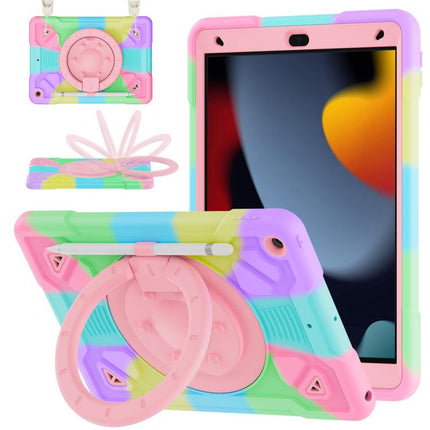 Space Planet Ring Holder Silicone Hydric PC Tablet Case with Shoulder Strap, For iPad 10.2 2021 / 2020 / 2019