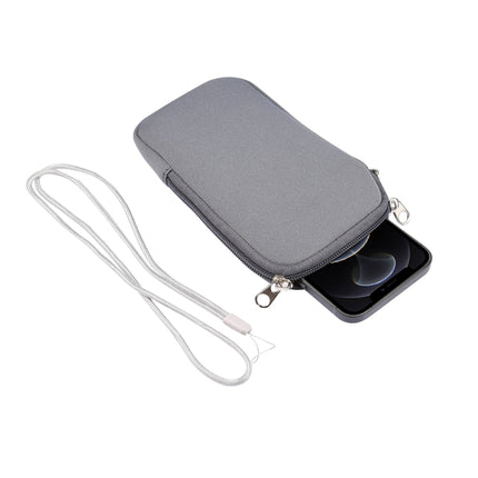 Universal Elasticity Zipper Protective Case Storage Bag with Lanyard For iPhone 12 Pro Max / 6.7-6.9 inch Smart Phones, For iPhone 12 Pro Max