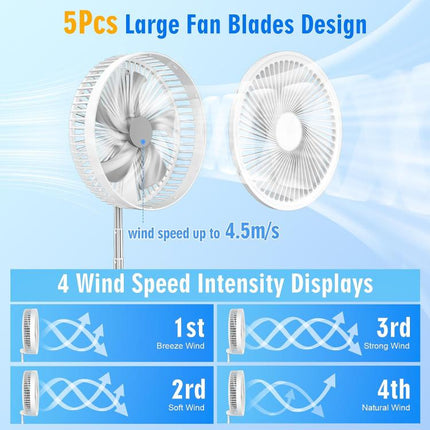 F9 Upgrade Folding Adjustable Height Desktop Electric Fan 8000mAh Battery