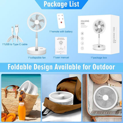 F9 Upgrade Folding Adjustable Height Desktop Electric Fan 8000mAh Battery