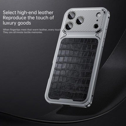 Luxury Leather-Texture Magnetic Metal Phone Case with Spring Buckle, For iPhone 17 Pro Max, For iPhone 17 Pro