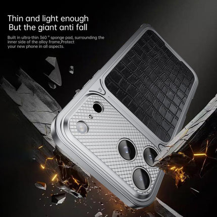 Luxury Leather-Texture Magnetic Metal Phone Case with Spring Buckle, For iPhone 17 Pro Max, For iPhone 17 Pro