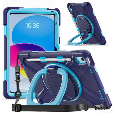 Silicone Hybrid PC Tablet Case with Holder & Shoulder Strap, For iPad 2025 / 2022