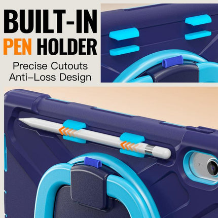 Silicone Hybrid PC Tablet Case with Holder & Shoulder Strap, For iPad 2025 / 2022