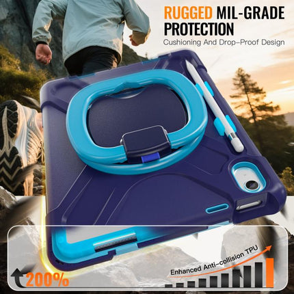 Silicone Hybrid PC Tablet Case with Holder & Shoulder Strap, For iPad 2025 / 2022