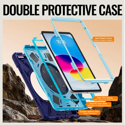 Silicone Hybrid PC Tablet Case with Holder & Shoulder Strap, For iPad 2025 / 2022