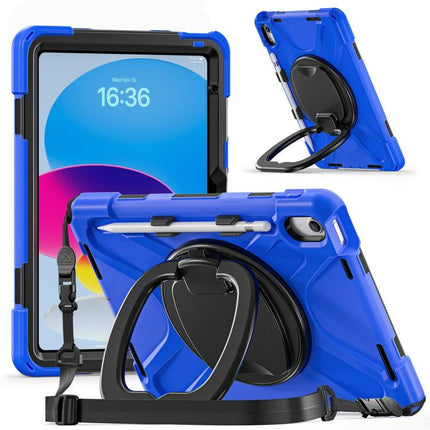 Silicone Hybrid PC Tablet Case with Holder & Shoulder Strap, For iPad 2025 / 2022