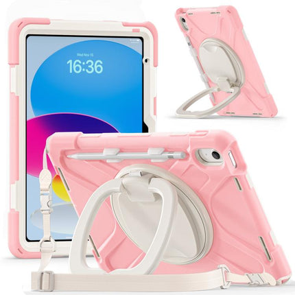 Silicone Hybrid PC Tablet Case with Holder & Shoulder Strap, For iPad 2025 / 2022