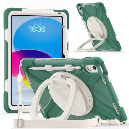 Silicone Hybrid PC Tablet Case with Holder & Shoulder Strap, For iPad 2025 / 2022