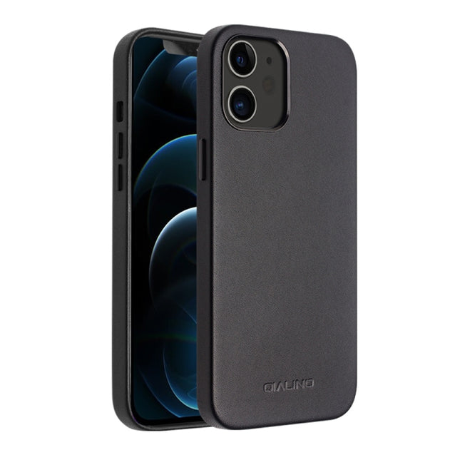 QIALINO Stoßfeste Schutzhülle aus Rindsleder, für iPhone 12 mini, für iPhone 12 / 12 Pro, für iPhone 12 Pro Max