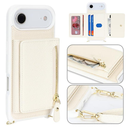 Crossbody Zipper Wallet Ring Holder Litchi Leather Phone Case, For iPhone 17 Pro Max, For iPhone 17 Pro, For iPhone Air