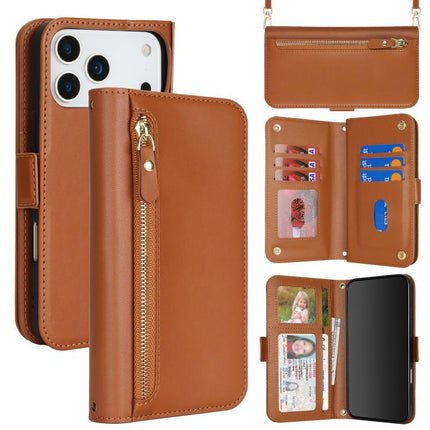 Crossbody Front Zipper Multi-Card Wallet Bag Vegan Leather Phone Case, For iPhone 17 Pro Max, For iPhone 17 Pro, For iPhone 17, For iPhone Air