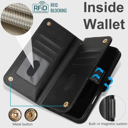 Crossbody Front Zipper Multi-Card Wallet Bag Vegan Leather Phone Case, For iPhone 17 Pro Max, For iPhone 17 Pro, For iPhone 17, For iPhone Air
