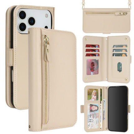 Crossbody Front Zipper Multi-Card Wallet Bag Vegan Leather Phone Case, For iPhone 17 Pro Max, For iPhone 17 Pro, For iPhone 17, For iPhone Air